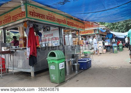 Mumbai, Maharashtra/india- June 14 2020: Pav Bhaji- Street Food Of Mumbai, India. Fast Food Stall Lo