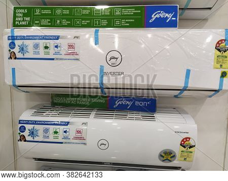 Mumbai, Maharastra/india- April 09 2020: The Split Air Conditioners Attached On The Wall.