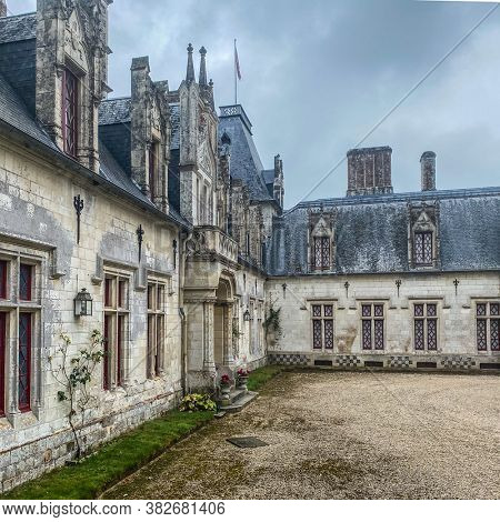 Prestigious New Gothic castle of Regniere-Ecluse in the department of Somme in France, in picardy