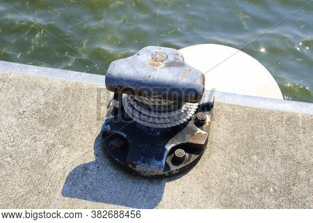 Bollard In The Port Of Lauterbach Mole On The Island Of Ruegen