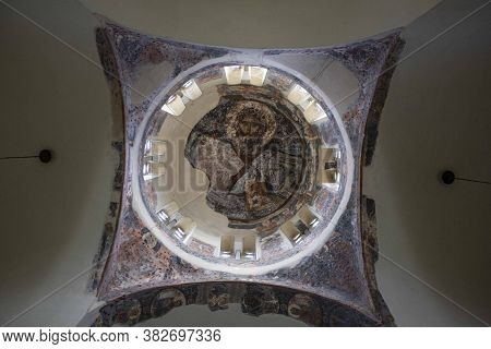Athens, Greece - August 13 2016: Dome Detail Of The Church Of Holy Apostles In Athens, Greece