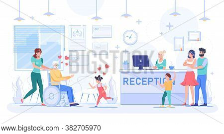 Happy Family Visiting Grandfather In Nursing Home