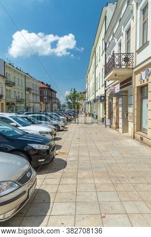 Tarnow, Poland - June 13, 2020: Shopping Street In City Center Of Tarnow.