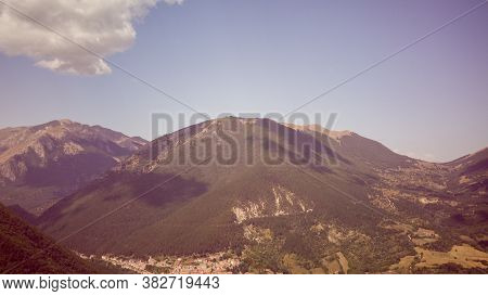 Drone View Of The Mountains In The Municipality Of Villalago In The Province Of Aquila. Abruzzo - It