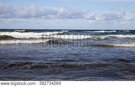 The Coast Of The Baltic Sea In The Summer, The Month Of August, The Beautiful Nature, And The Restle