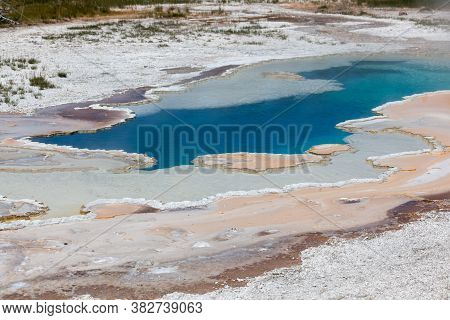 The Bright Blue Thermal Waters Of Doublet Pool With Its Unique Bacteria And Mineral Formations Creat