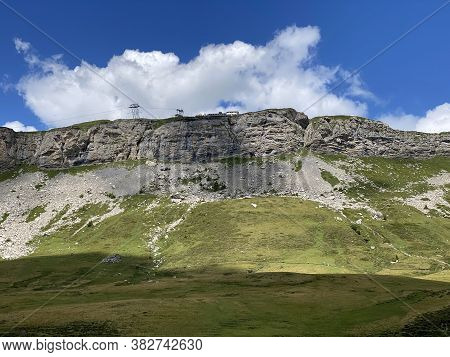 Alpine Peak Bonistock Below The Melchsee And Tannensee Lakes And In The Uri Alps Mountain Massif, Me