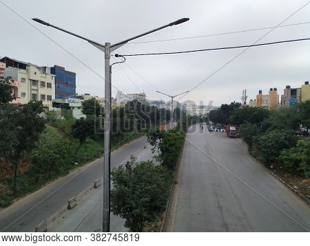 Beautiful View Of Laggere Ring Road From The Bridge With Cityscape And Sky Background