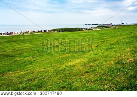 Meadow In Front Of The Beach In Hooksiel