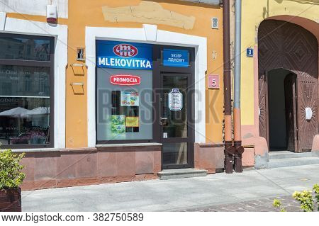 Tarnow, Poland - June 13, 2020: Mlokovitka Company Store Of Mlekovita.