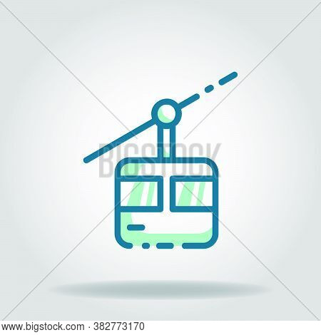 Logo Or Symbol Of Cable Car Icon With Twotone Blue Color Style