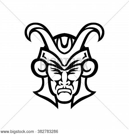 Black And White Mascot Illustration Of Head Of Loki, A God In Norse Mythology, Who Is A  Shape Shift