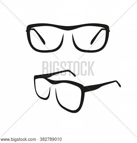 Reading Glasses Icon In Brush Strokes Style.