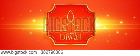 Creative Oragne Diwali Festival Glowing Banner Design