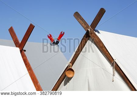 Viking Tent In Moesgaard Near Aarhus, Denmark