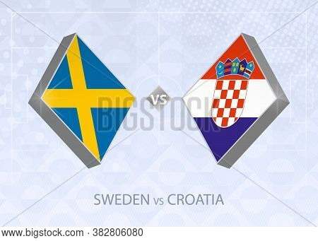 Sweden Vs Croatia, Vector Blue Soccer Background.