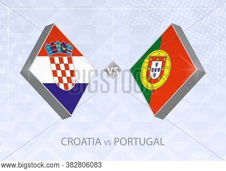 Croatia Vs Portugal, Vector Blue Soccer Background.