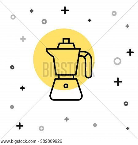 Black Line Coffee Maker Moca Pot Icon Isolated On White Background. Random Dynamic Shapes. Vector
