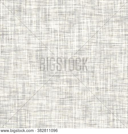 Seamless Gray French Woven Linen Texture Background. Farmhouse Ecru Flax Hemp Fiber Natural Pattern.