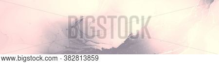 Vibrant Banner. Translucent Artwork. Alcohol Ink Pattern. Grey Pink Vibrant Banner. Grey Pink Grunge