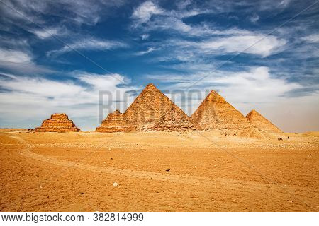 Ancient Great Pyramids At Giza, Cairo, Egypt