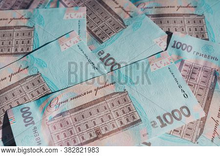 Ukrainian Hryvnia In The Face Value Of One Thousand Hryvnias, The Texture Of One Thousand Hryvnia No