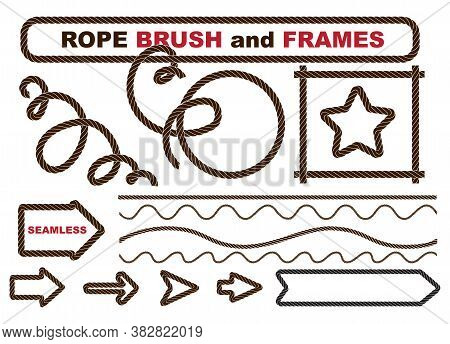 Set Of   Rope Brush And Frames, Cordage Lines, Waves