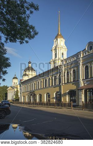 Rybinsk, Russia - August, 10, 2020: Transfiguration Cathedral. Spaso-preobrazhensky Cathedral On The