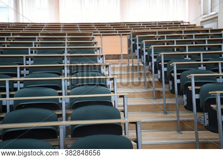empty classroom university or collage back to school concept in coronavirus pandemic time