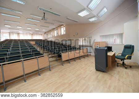 empty classroom university or collage back to school concept in coronavirus pandemic time