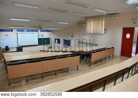 empty classroom university or collage back to school concept in coronavirus pandemic time