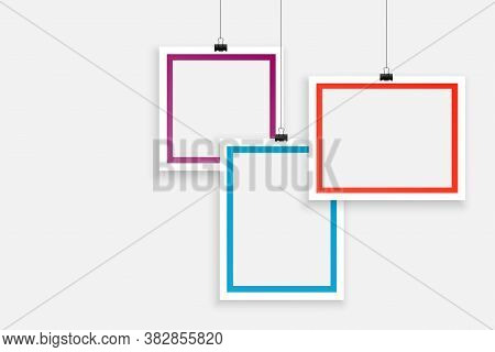 Stylish Three Blank Photo Frames Background Design