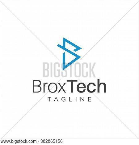 Letter B Logo Line Geometric Design Vector Stock. Simple. Initial Alphabet B Logo Technology Digital