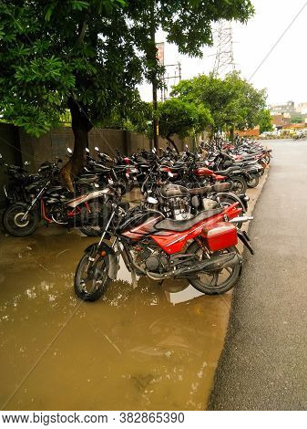 Utter Pardesh , India - Parking Area , A Picture Of Parking Area In Noida 28 August 2020