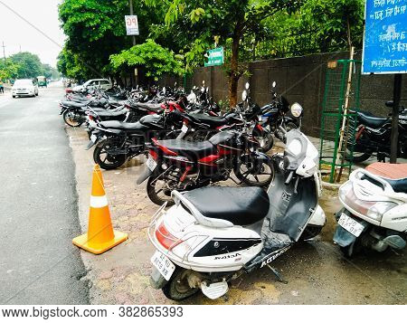 Utter Pardesh , India - Parking Area , A Picture Of Parking Area In Noida 28 August 2020