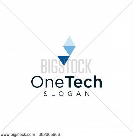 Abstract One Tech Logo Polygon Colorful Design Vector Stock Template. Modern Number 1 Logo Design Di