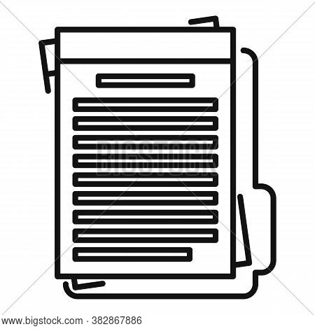 Summary Folder Icon. Outline Summary Folder Vector Icon For Web Design Isolated On White Background