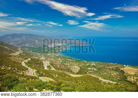 Beautiful Panoramic View Of Greece Coastline On Peloponessos