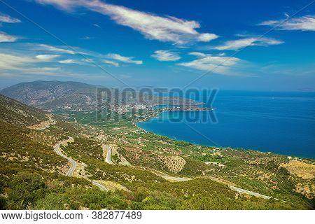 Beautiful Panoramic View Of Greece Coastline On Peloponessos