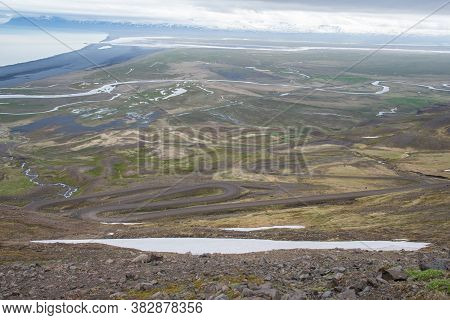 The Mountain Road On Hellisheidi In North East Iceland