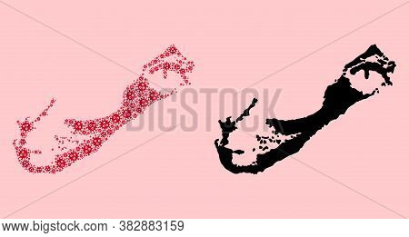 Vector Sars Virus Mosaic And Solid Map Of Bermuda Islands. Map Of Bermuda Islands Vector Mosaic For 