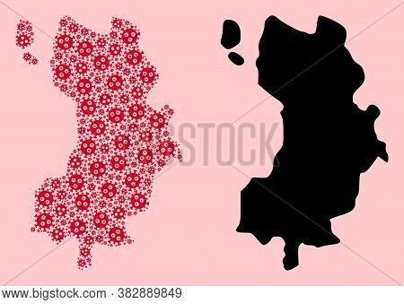 Vector Covid Mosaic And Solid Map Of Ko Tao. Map Of Ko Tao Vector Mosaic For Isolation Campaigns And