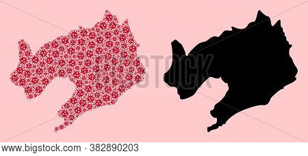 Vector Pandemic Virus Mosaic And Solid Map Of Liaoning Province. Map Of Liaoning Province Vector Mos