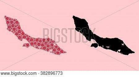 Vector Sars Virus Mosaic And Solid Map Of Curacao Island. Map Of Curacao Island Vector Mosaic For Me
