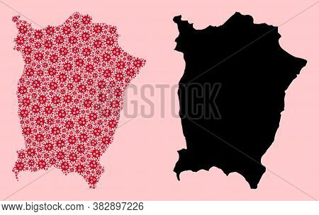 Vector Virus Mosaic And Solid Map Of Penang Island. Map Of Penang Island Vector Mosaic For Geographi
