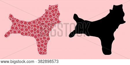 Vector Flu Virus Mosaic And Solid Map Of Christmas Island. Map Of Christmas Island Vector Mosaic For