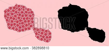 Vector Sars Virus Mosaic And Solid Map Of Tahiti Island. Map Of Tahiti Island Vector Mosaic For Isol