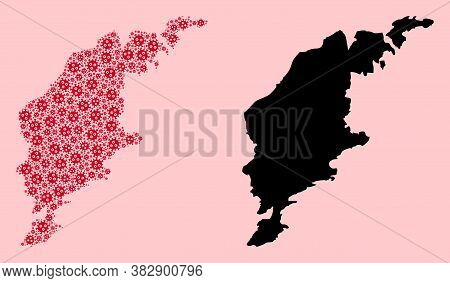 Vector Covid Mosaic And Solid Map Of Gotland Island. Map Of Gotland Island Vector Mosaic For Quarant