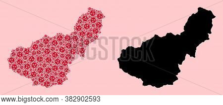 Vector Virus Mosaic And Solid Map Of Granada Province. Map Of Granada Province Vector Mosaic For Hos