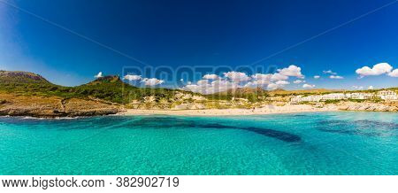 Beautiful sandy beach of Cala Mesquida, Mallorca, Mediterranean Sea, Balearic islands, Spain
